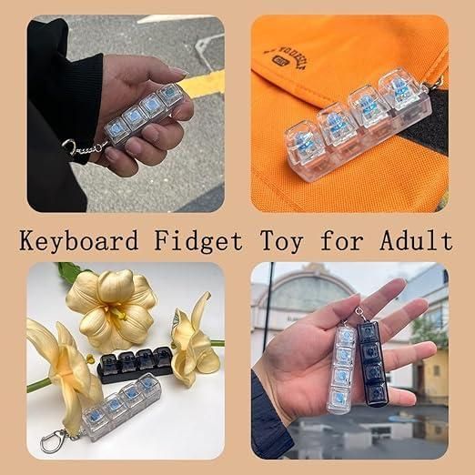 Keyboard Fidget Keychain – Stress Relief Clickable Mini Keyboard