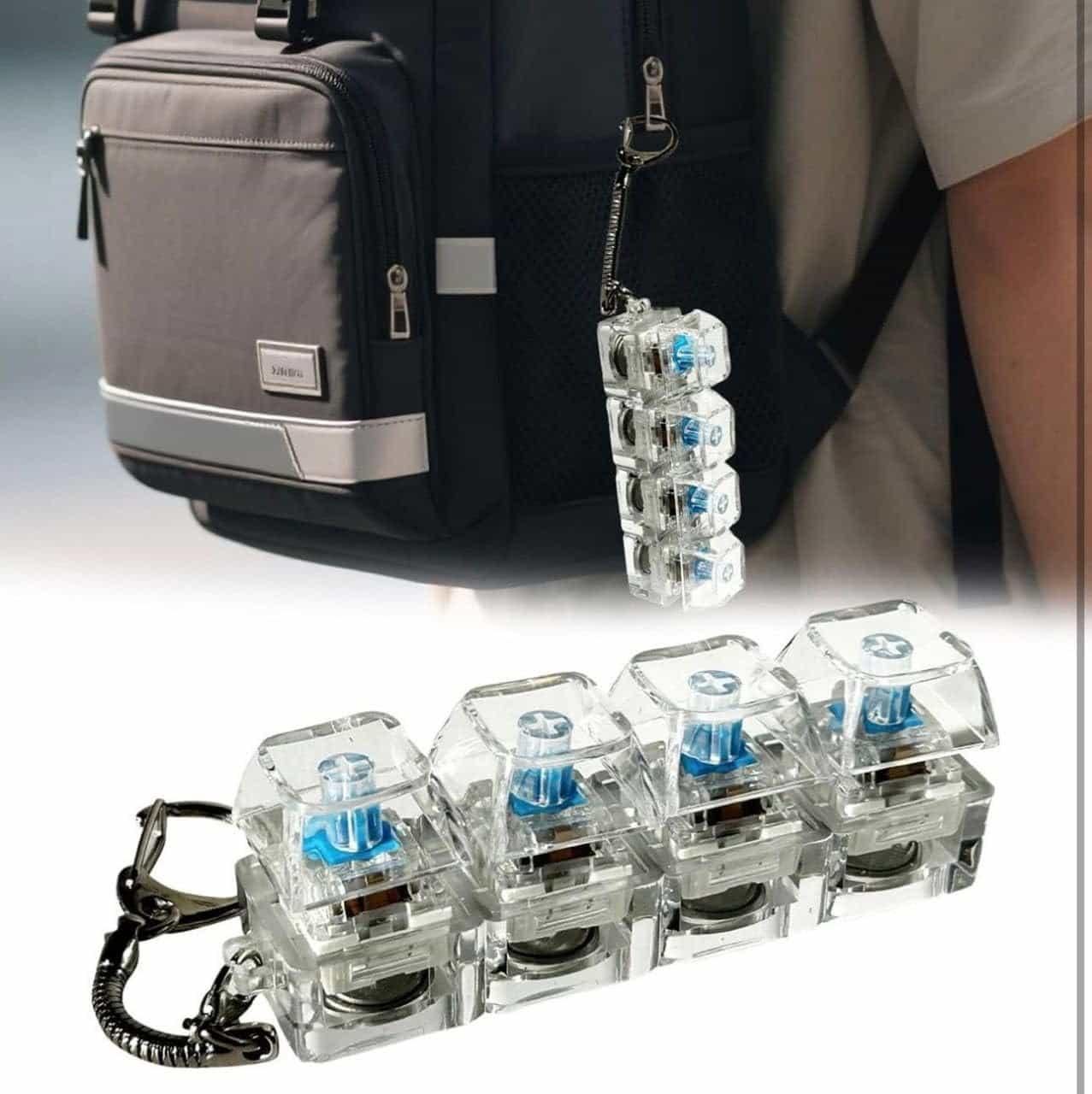 Keyboard Fidget Keychain – Stress Relief Clickable Mini Keyboard